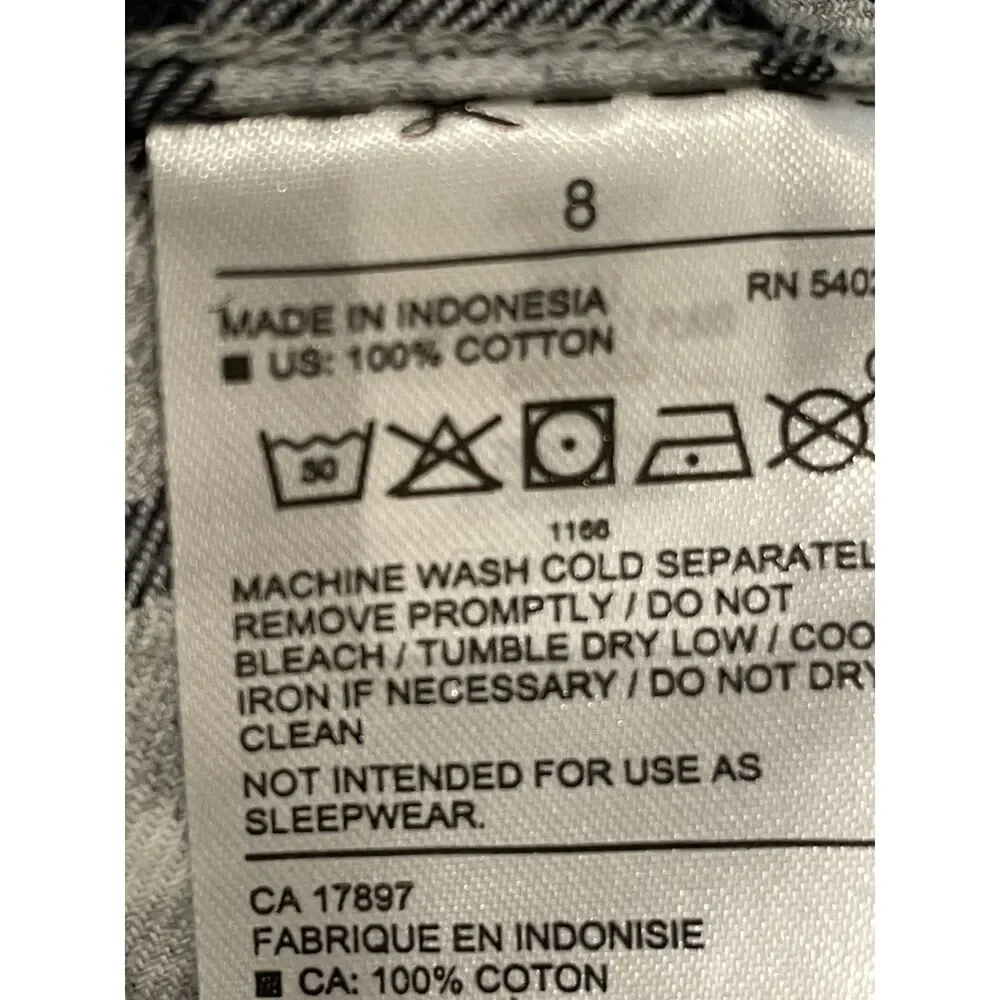 ~ Janie and Jack 8 Boy's Button Down Shirt Plaid Blue Black Gray Flannel Cotton